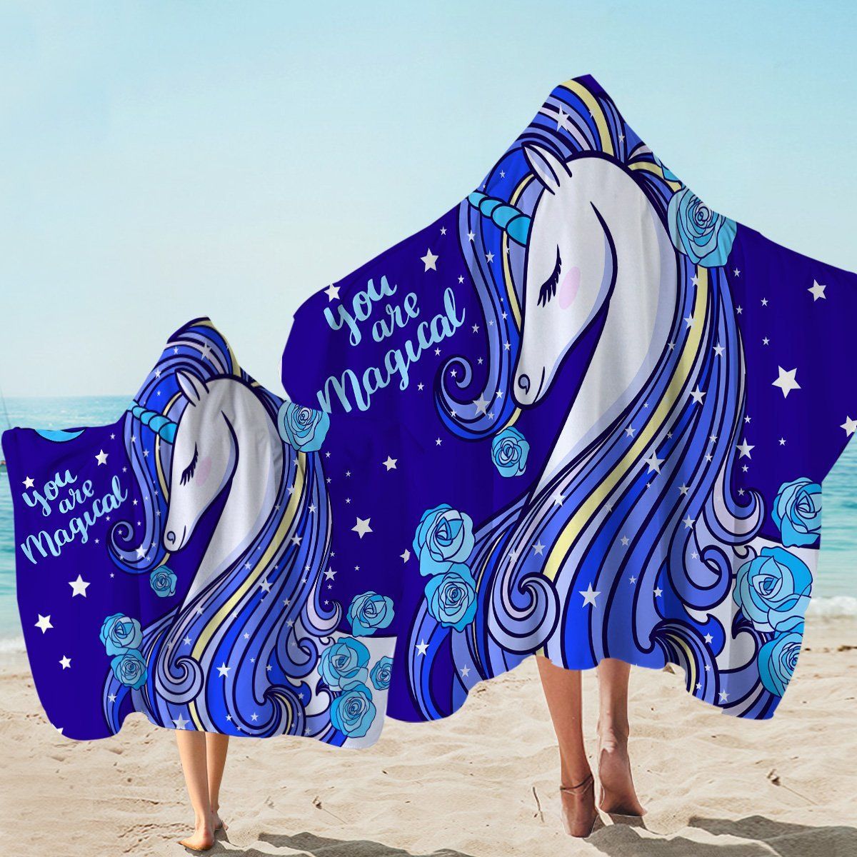 Icy Unicorn Magical Printed Hooded Towel