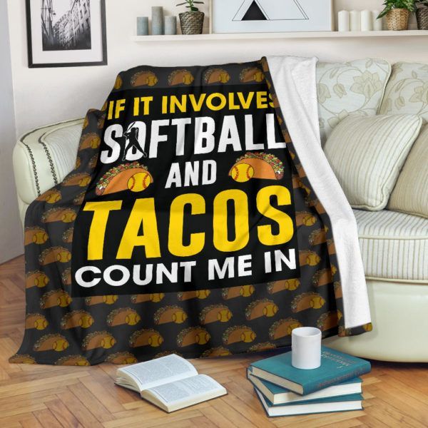 If It Involves Softball And Tacos Sherpa Fleece Blanket