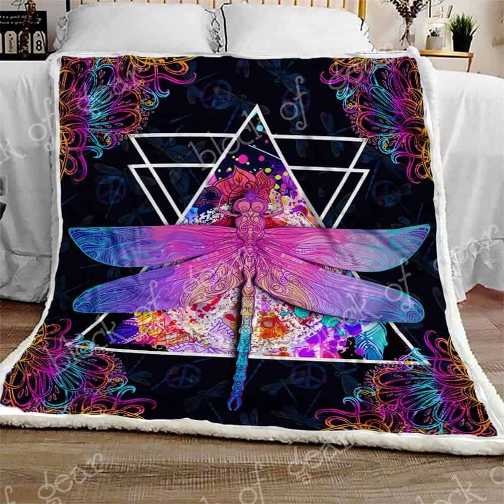 Im A Hippie Dragonfly Fleece Blanket