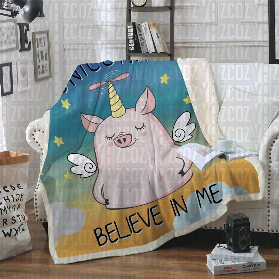Im Unicorn Uni Pig Sherpa Fleece Blanket