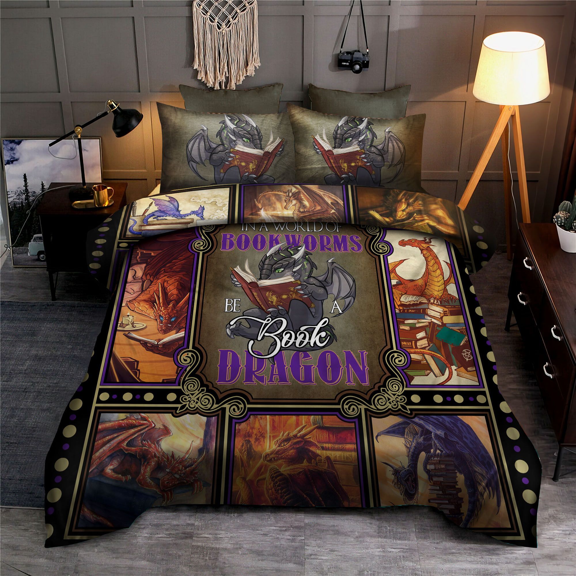 In A World Of Bookworms Be Book Dragon Bedding Set