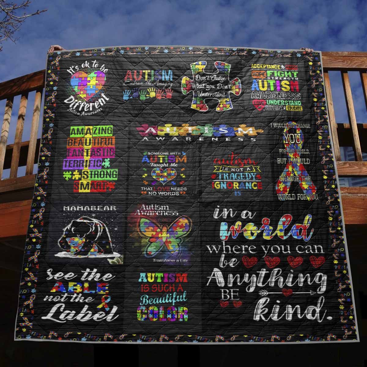 In A World Where You Can Be Anything Be Kind Autism PKT210656 Quilt Blanket