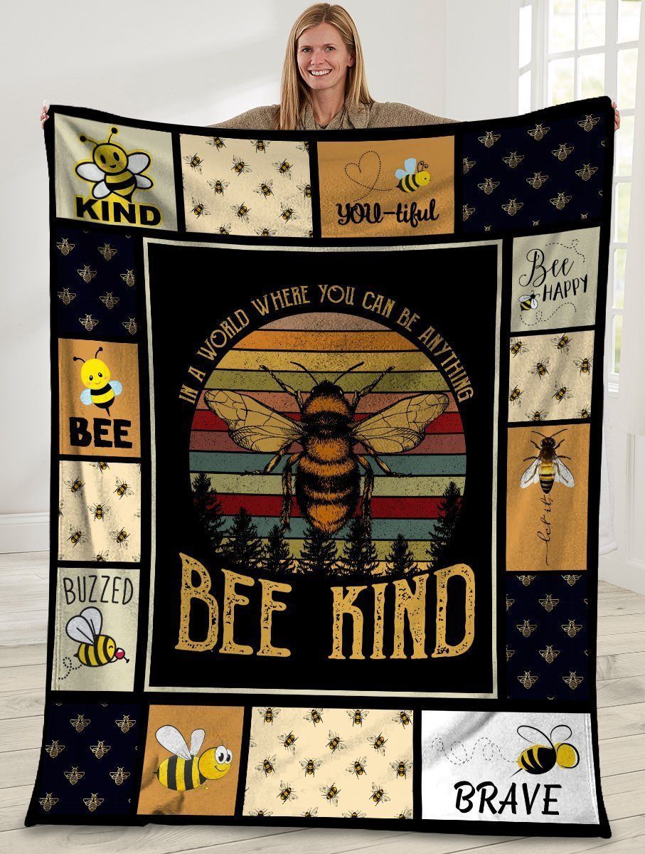 In A World Where You Can Be Anything Bee Kind Fleece Blanket