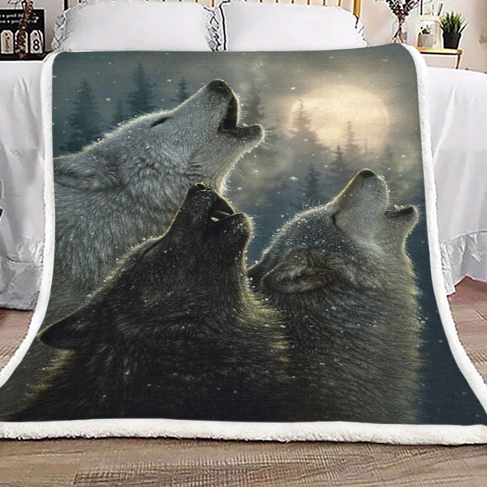 In Harmony Wolf Sherpa Fleece Blanket
