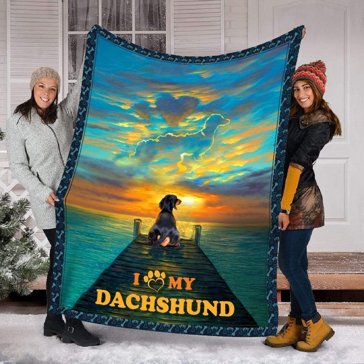 In Heaven Love Dachshund Fleece Blanket Gift For Dog Lovers