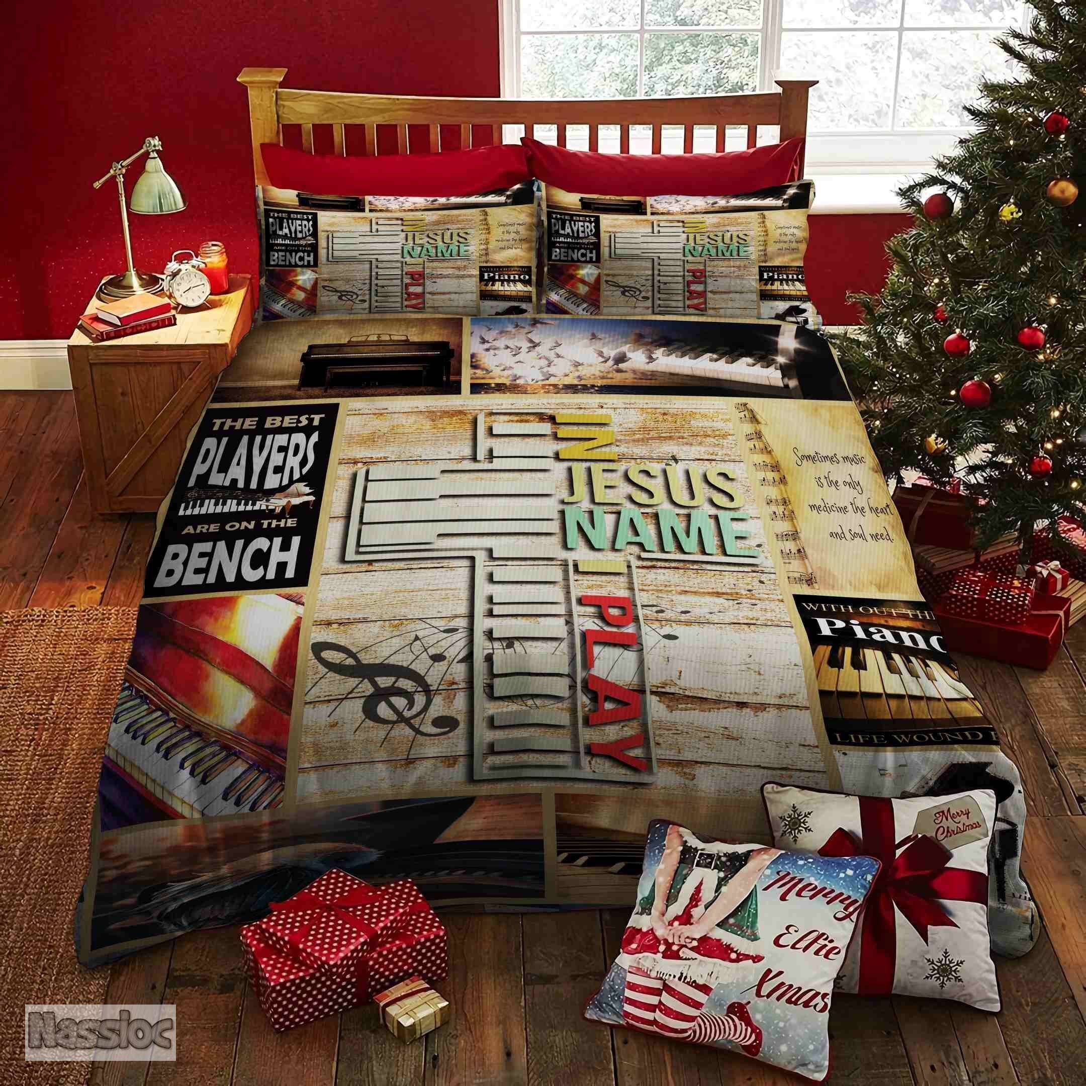 In Jesus Name I Play Piano Bedding Set