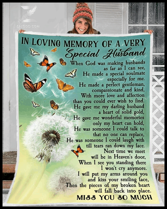 In Loving Memory Of A Special Husband Sherpa Fleece Blanket