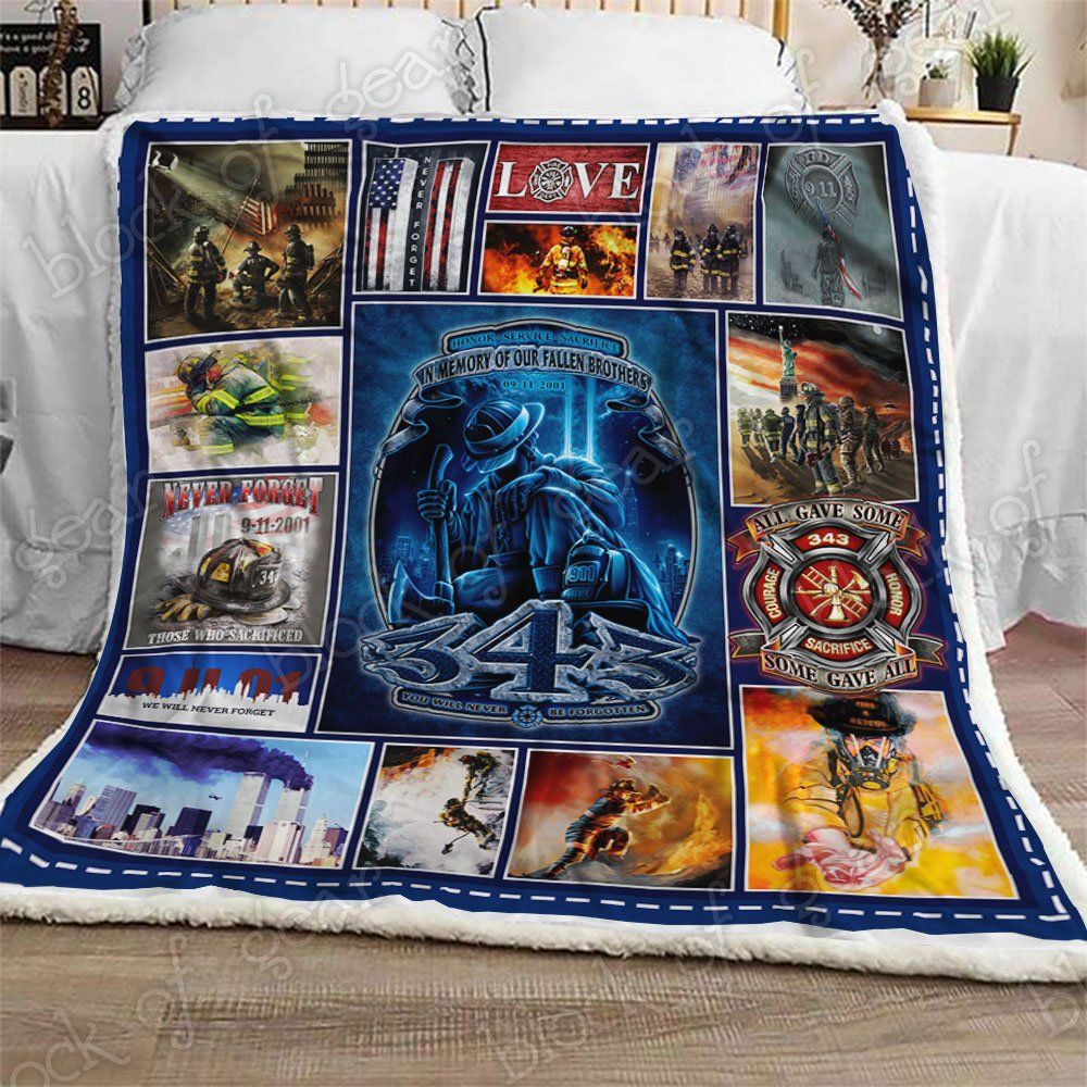 In Memory Of The Firefighters Sherpa Fleece Blanket