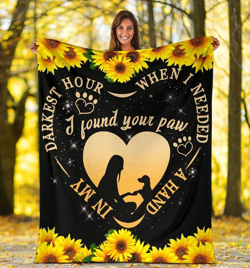 In My Darkest Hour I Found Your Paw Dachshund Sunflower Fleece Blanket