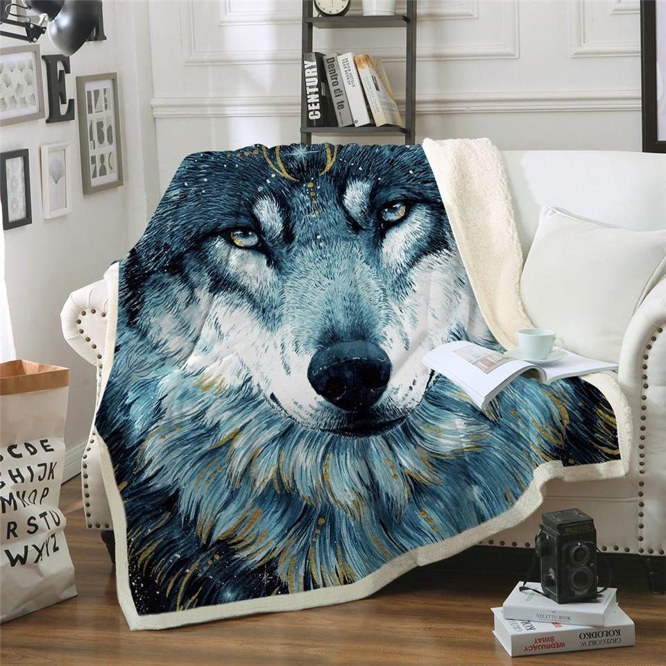 In The Darkness Wolf by Scandy Girl Sherpa Fleece Blanket