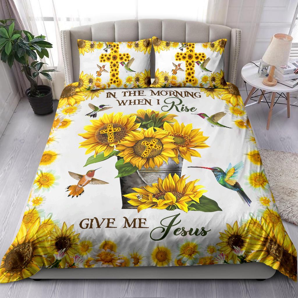In The Morning When Rise Give Me Jesus Sunflower Art Bedding Set