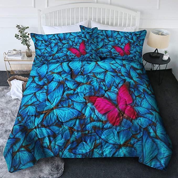 In The World Full Of Blue Butterflies Bedding Set