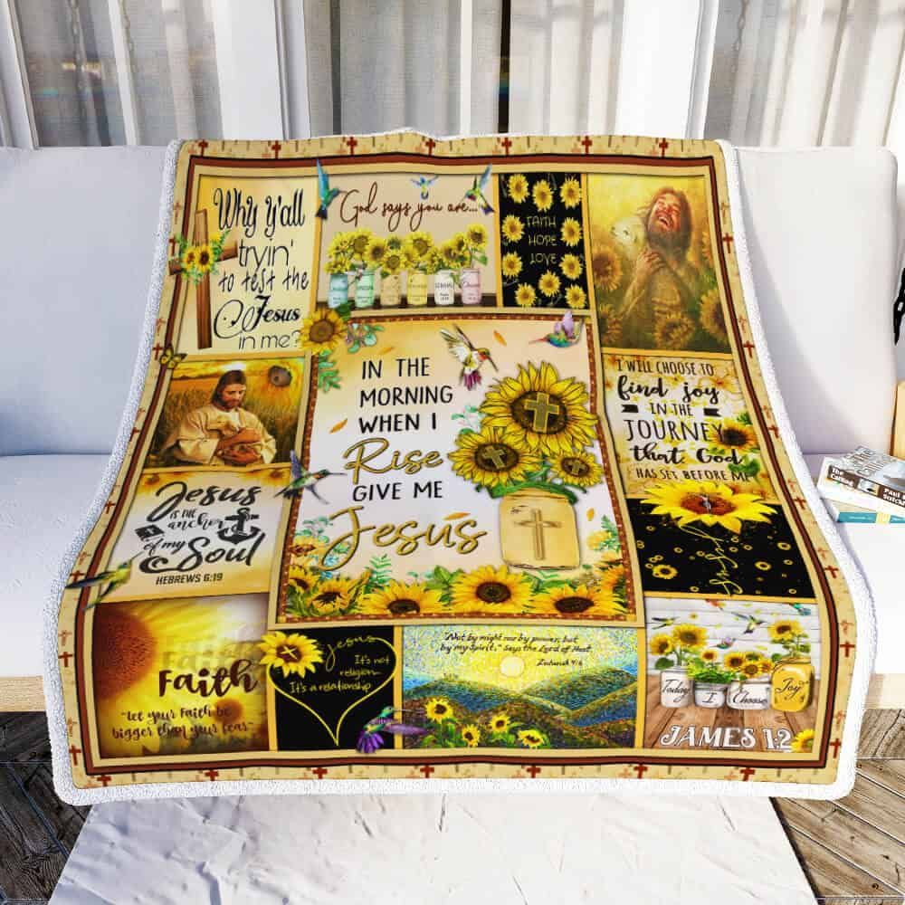 In The World When I Rise Give Me Jesus Sherpa Fleece Blanket
