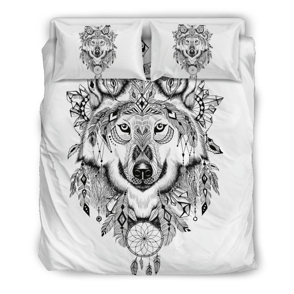 Indian Boho Wolf Bedding Set