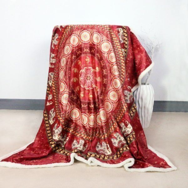 Indian Elephant Sherpa Fleece Blanket