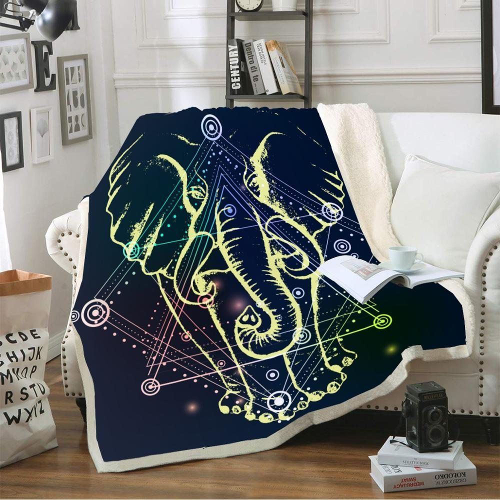 Indian Elephants Sherpa Fleece Blanket