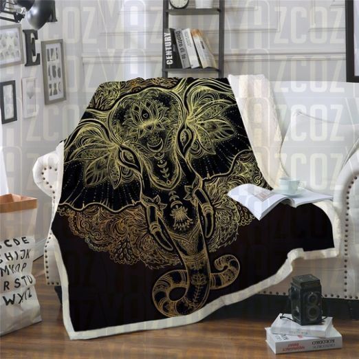 Indian God Ganesha Elephant Sherpa Fleece Blanket