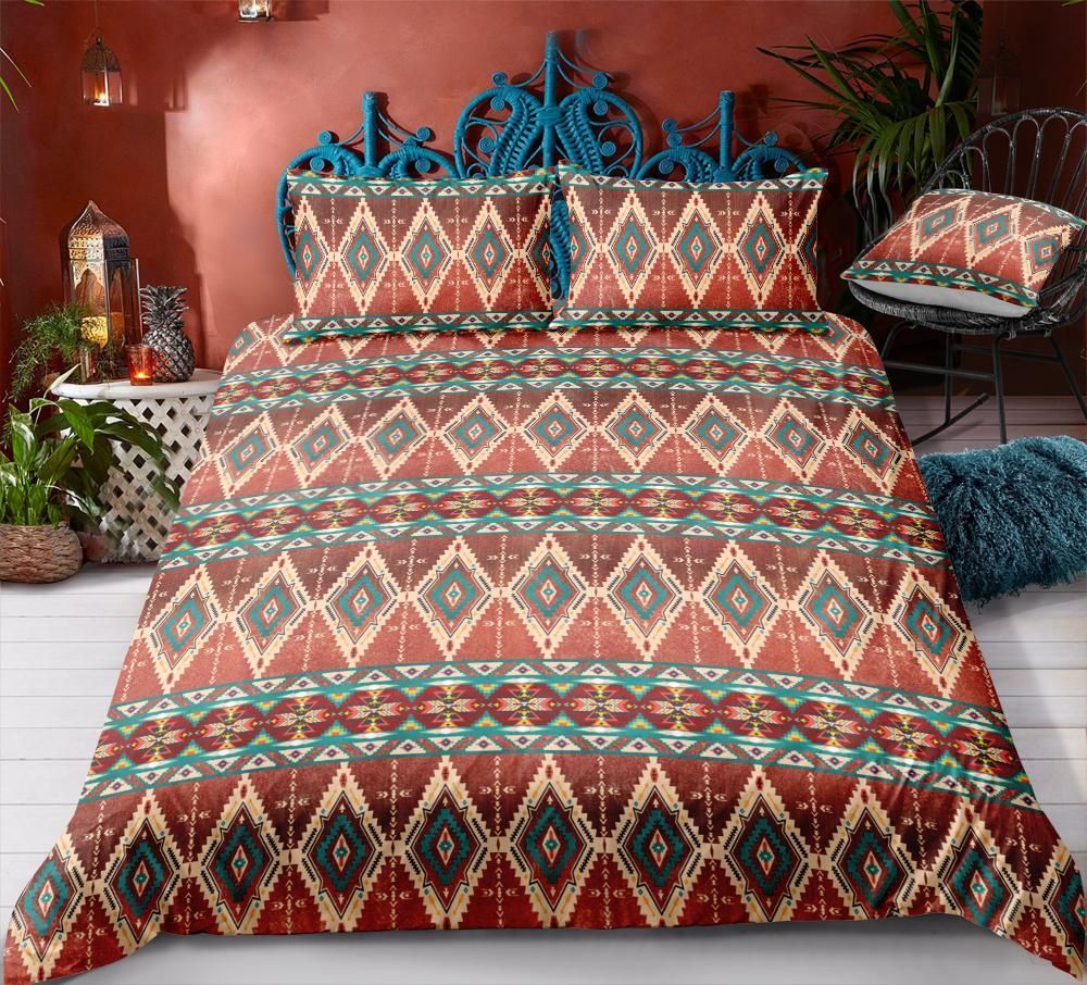 Indian Inspired Cherokee Aztec Dark Color Bedding Set