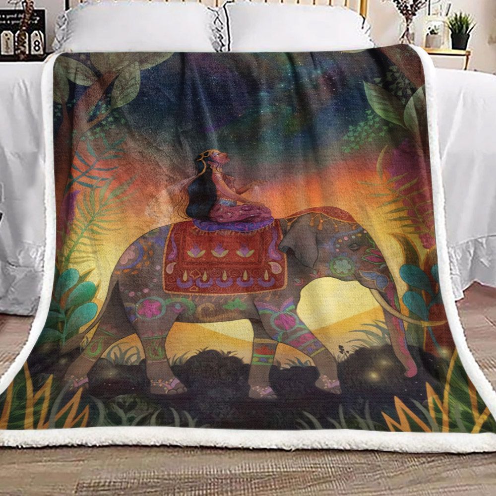 Indian Princess On An Elephant Sherpa Fleece Blanket