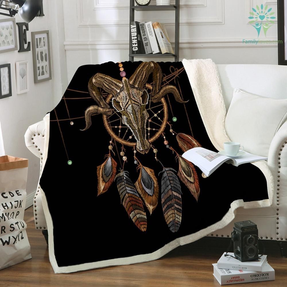 Indian Skull Plush Sherpa Fleece Blanket