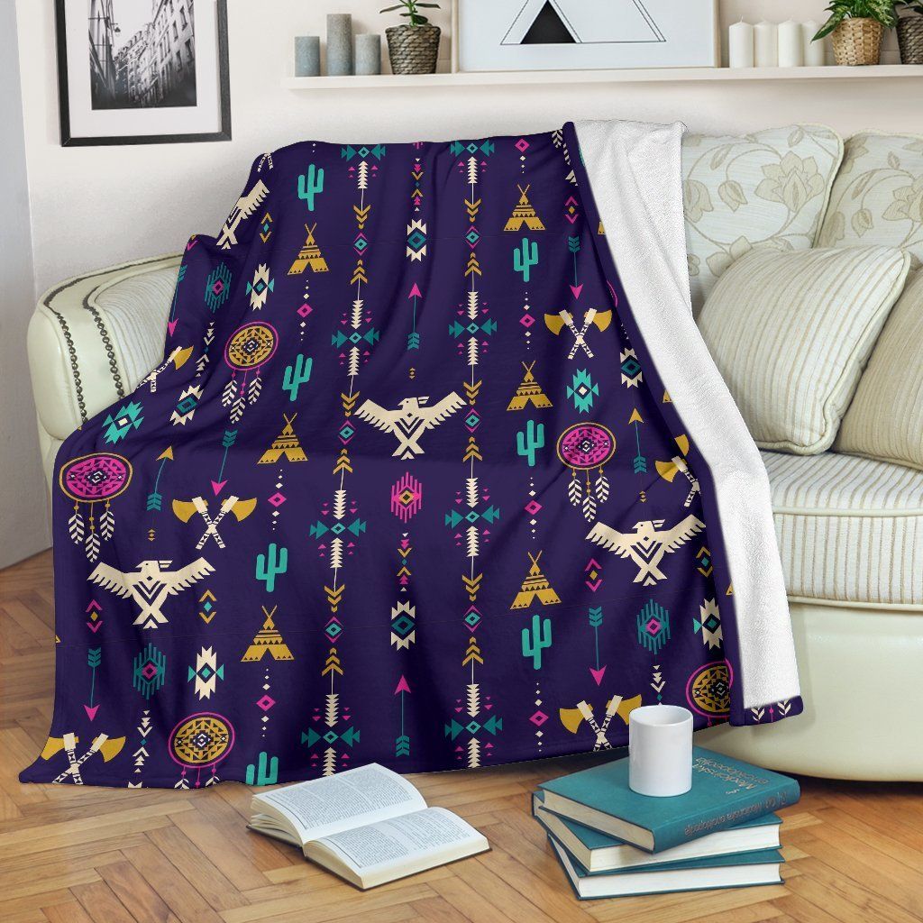 Indians Tribal Native Navajo American Aztec Pendleton Sherpa Fleece Blanket