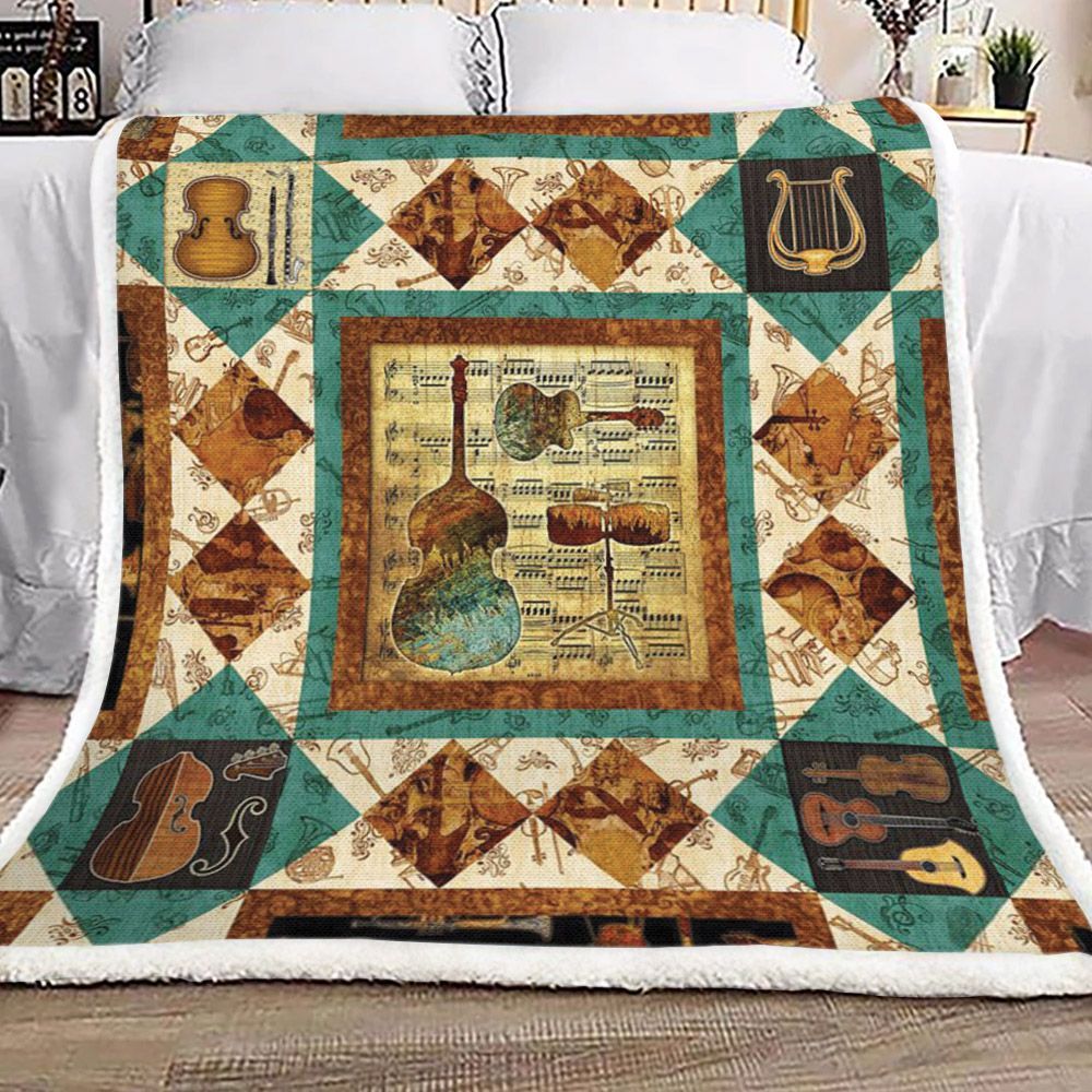 Instrumental Musical Sherpa Fleece Blanket