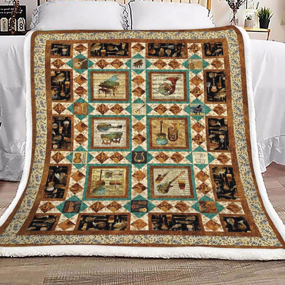 Instrumental Musical Sherpa Fleece Blanket
