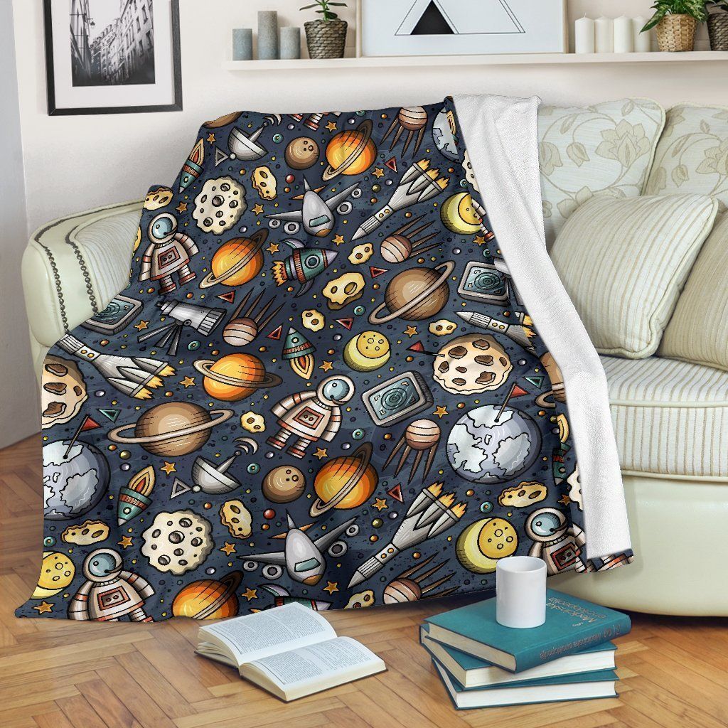 Into Space Pattern Print Fleece Blanket