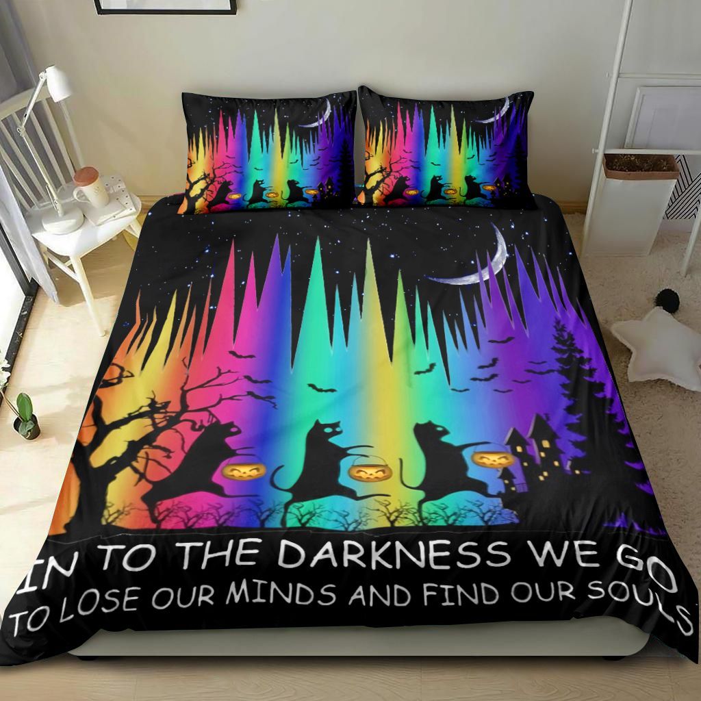 Into The Darkness We Go Black Cat Bedding Set