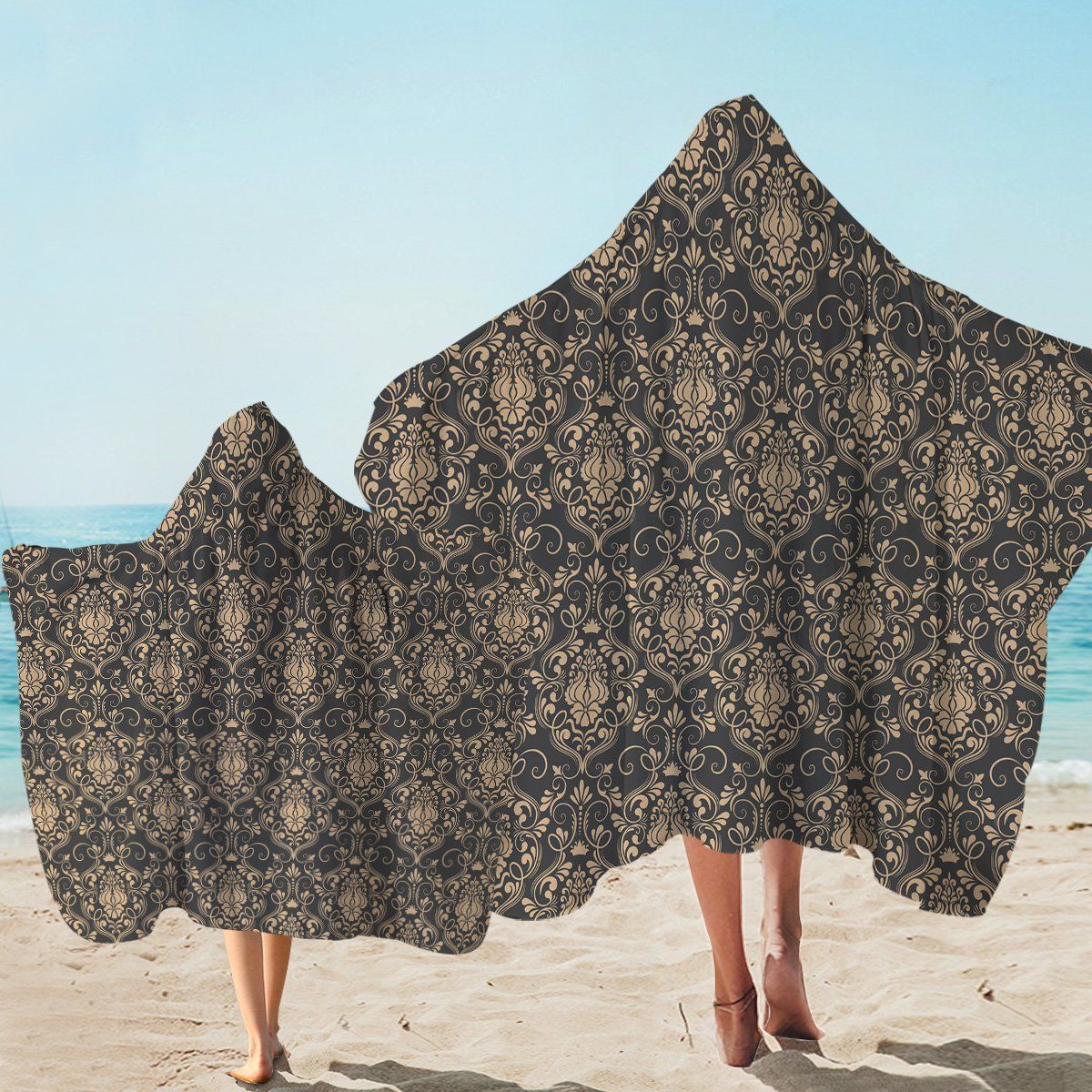 Intricate Decoration Pattern Printed Hooded Towel