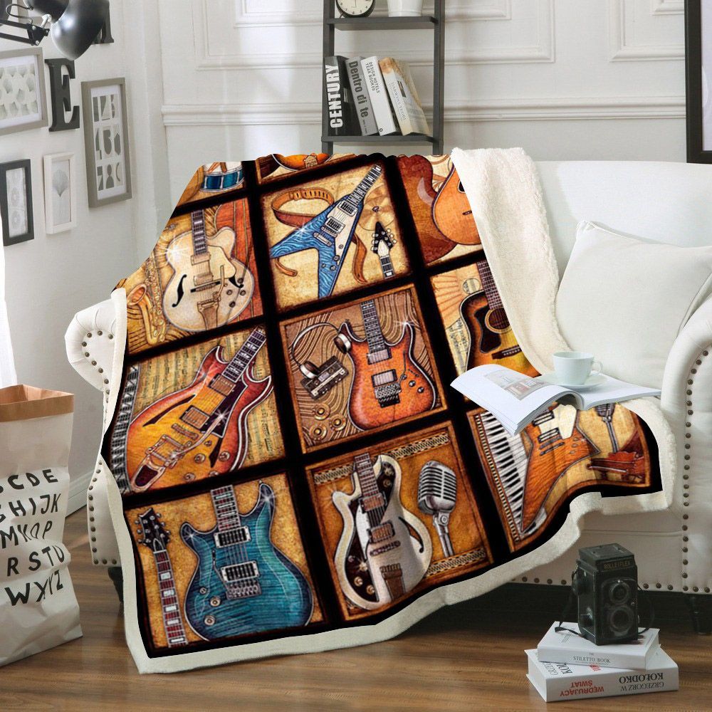 Intruments Music Sherpa Fleece Blanket