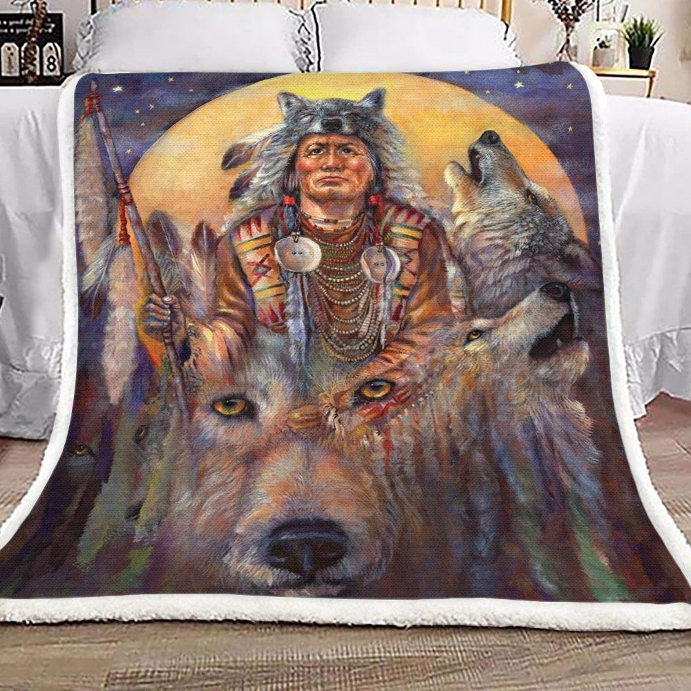 Invoking The Wolf Spirit Sherpa Fleece