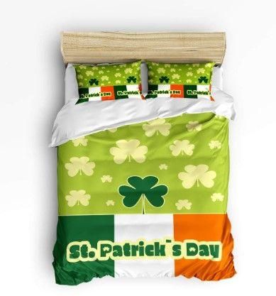 Ireland Flag Color Shamrock St Patrick’s Day Bedding Set