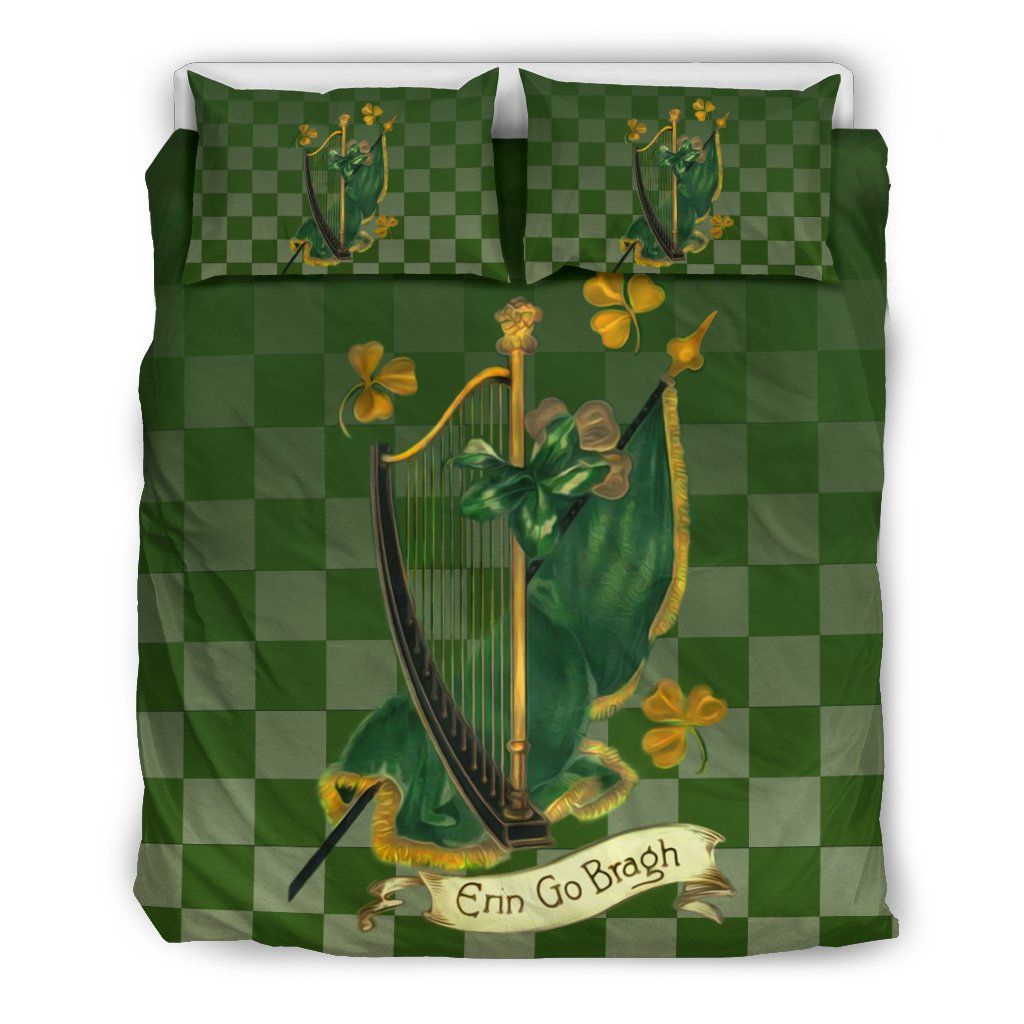 Ireland Shamrock Gold Music Instrument Shamrock St. Patrick’s Day Bedding Set