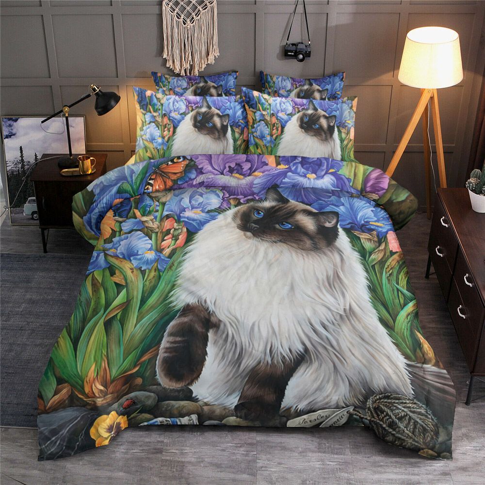 Irises And Cat Bedding Set