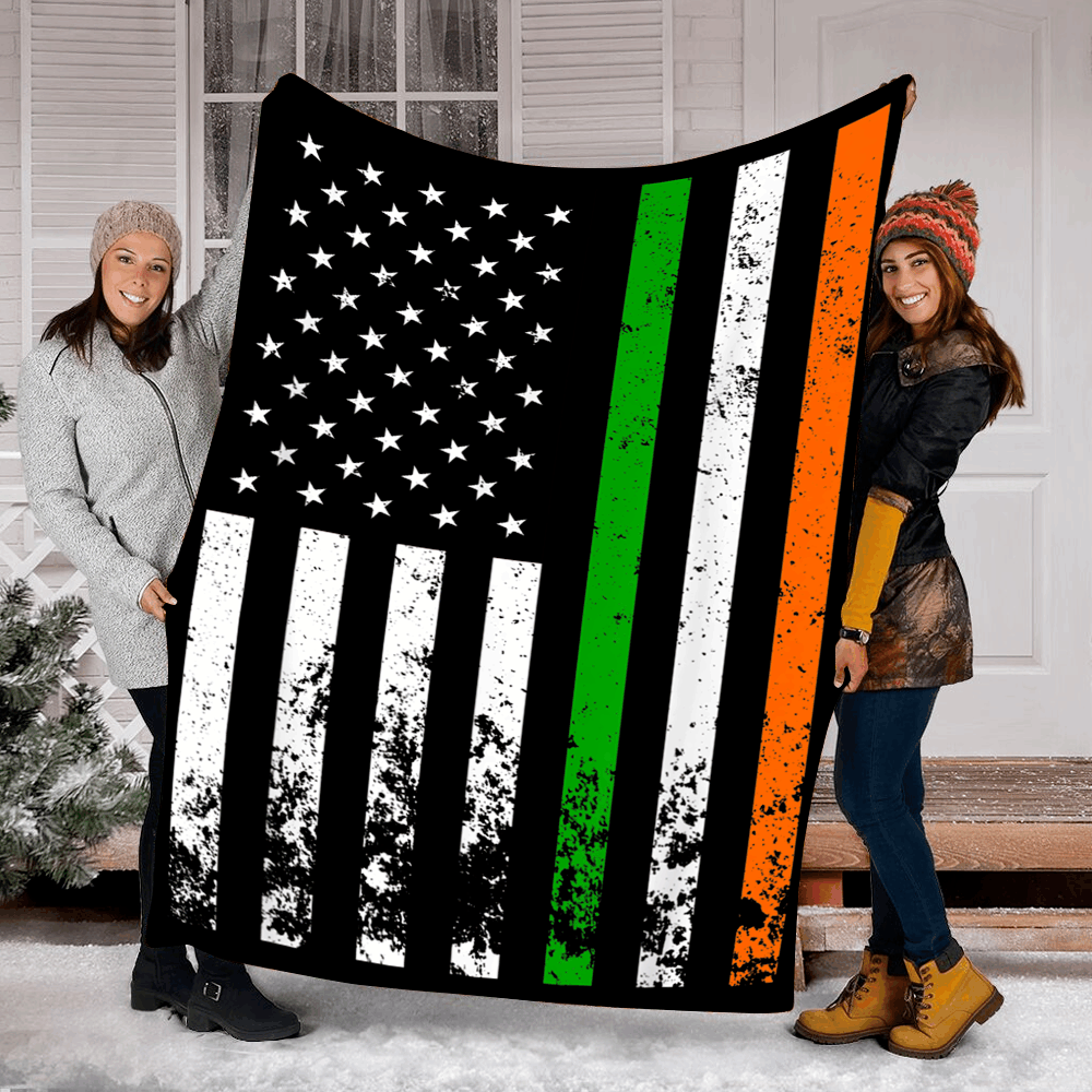 Irish American Flag Ireland Flag St. Patrick’s Day Sherpa Fleece Blanket