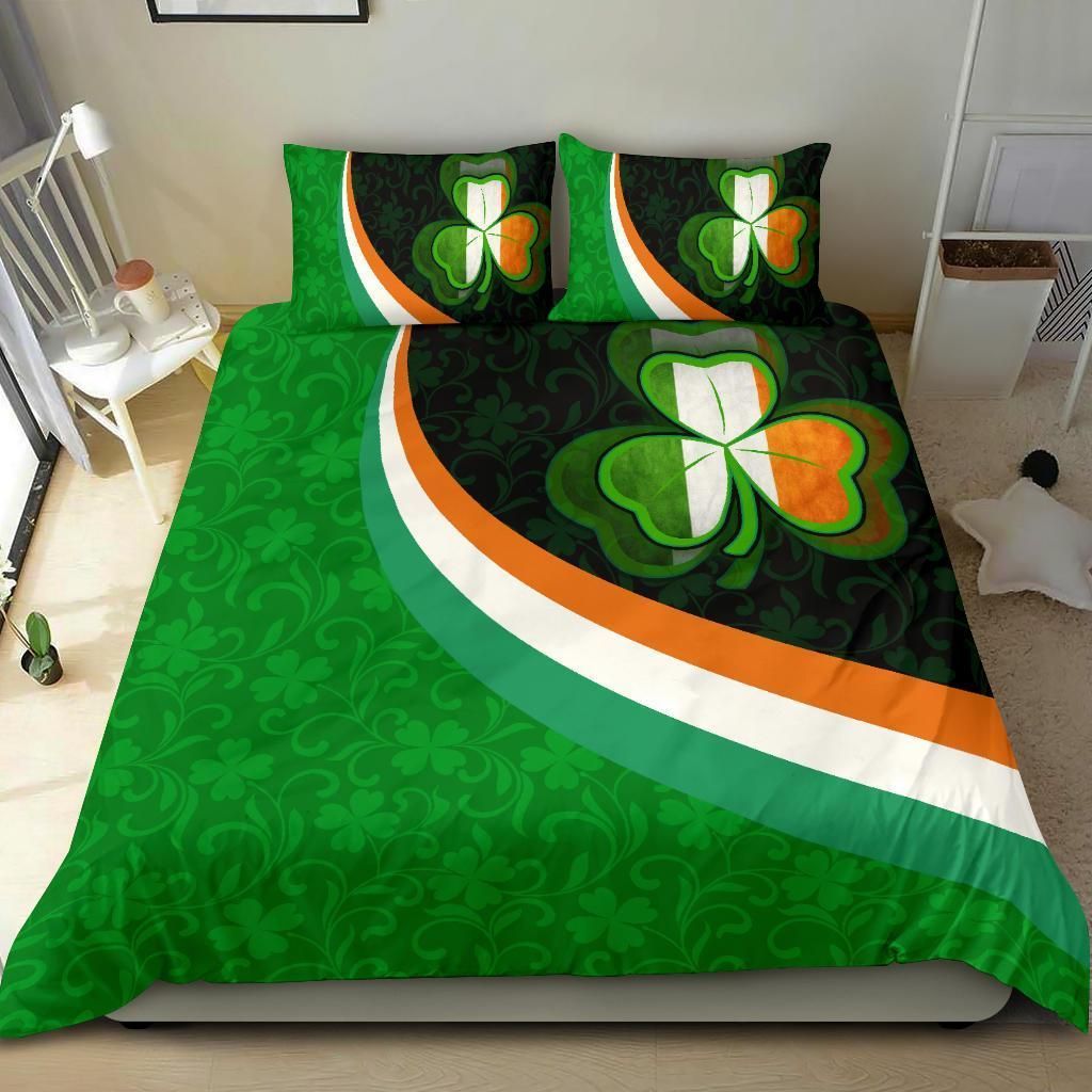 Irish Flag With Shamrock Patterns Duve Cover Bedding Set