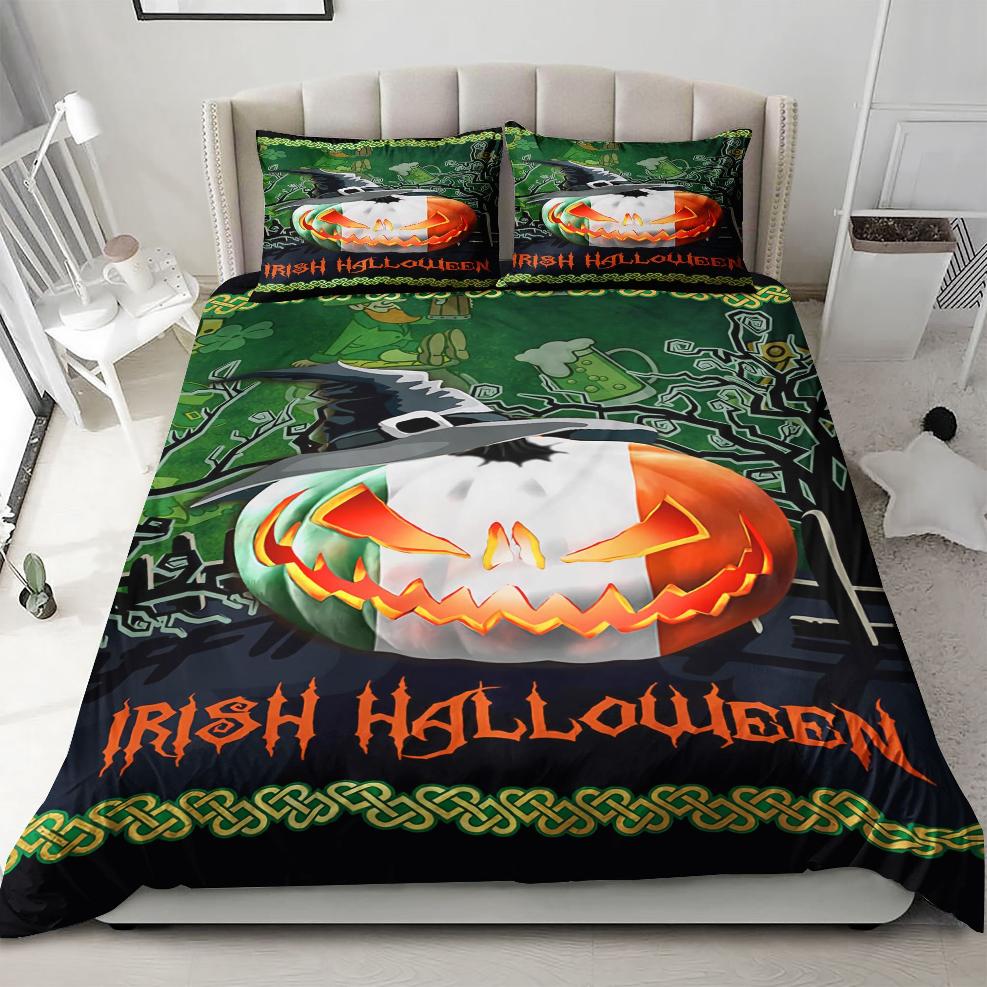 Irish Halloween Pumpkin Bedding Set