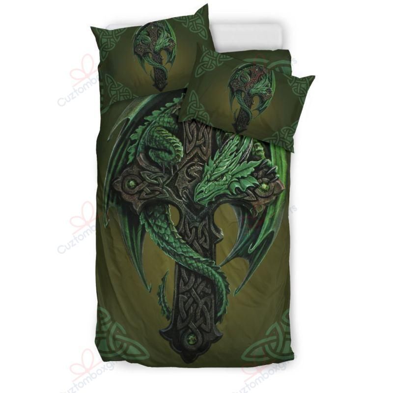 Irish Medieval Dragon Celtic Cross Bedding Set