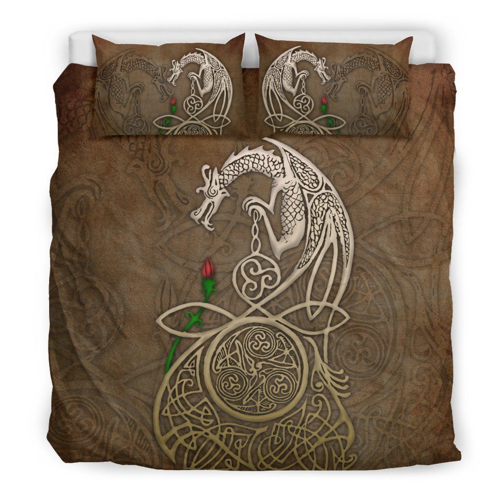 Irish Medieval Dragon Triskelion Bedding Set