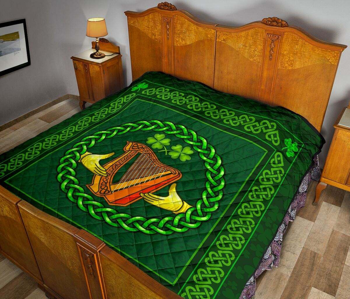 IRISH PROTECTION HARP CLOVER QUILT DHC281111419DD