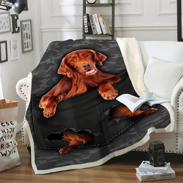 Irish Setter Dog Pocket Sherpa Fleece Blanket