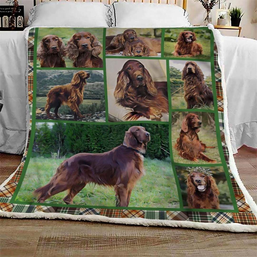 Irish Setter Natural Sherpa Fleece Blanket