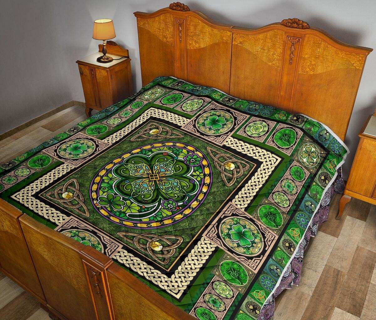 IRISH SHAMROCK VINTAGE QUILT DHC281111469DD