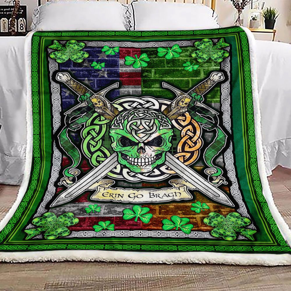 Irish Skull Erin Go Bragh Fleece Blanket