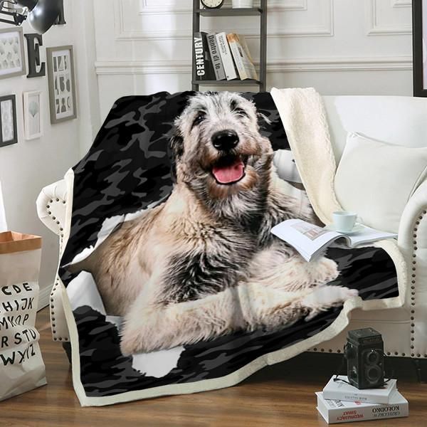 Irish Wolfhound Dog Sherpa Fleece Blanket