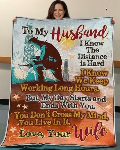 Iron Worker To My Husband I Know The Distance Is Hard Sherpa Fleece Blanket