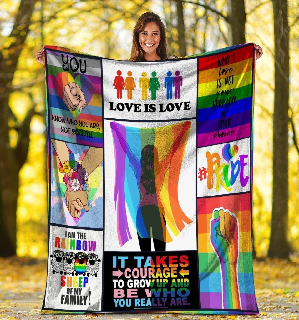 It Takes Courage To Grow Up Lgbt Pride Human Awareness Gift Fleece Blanket