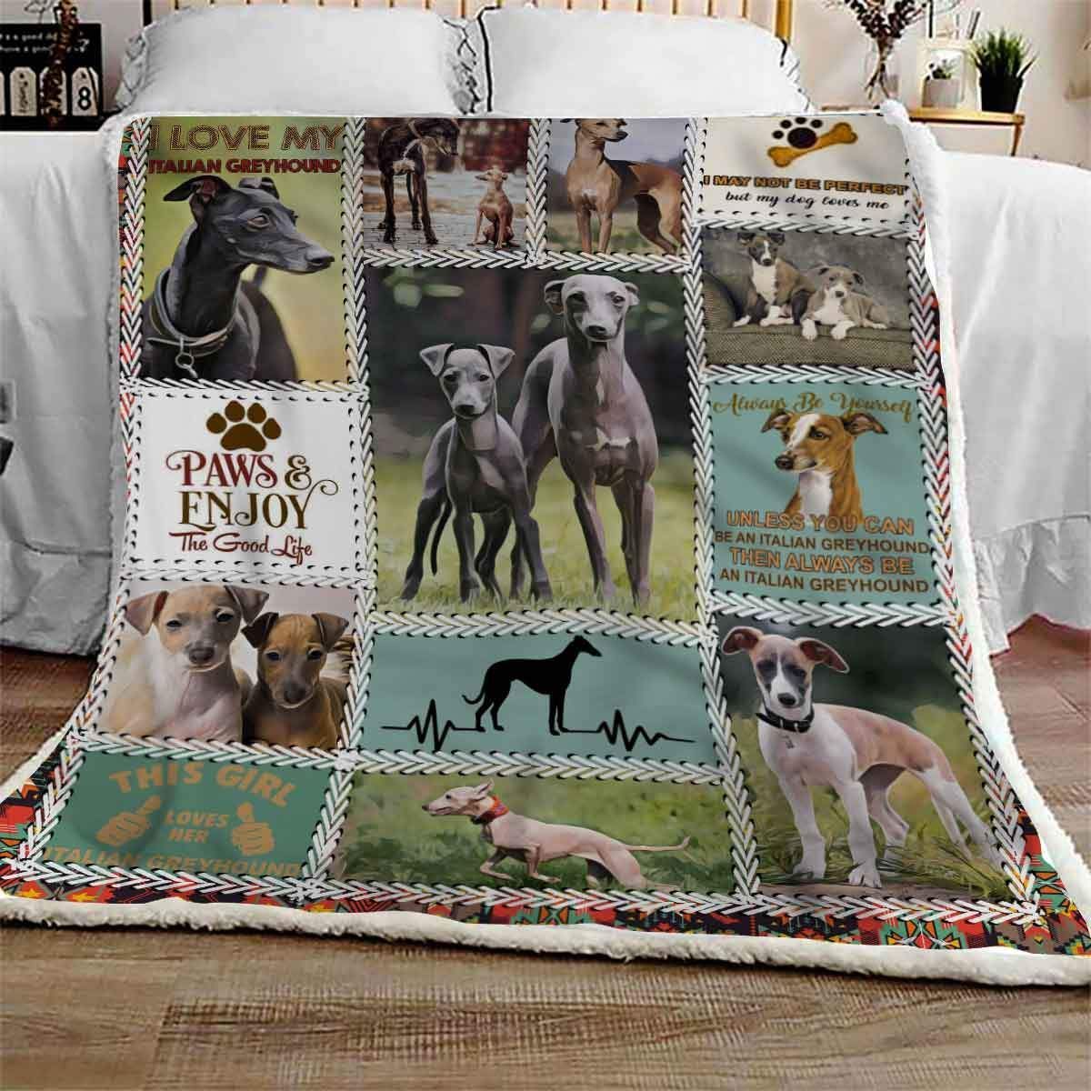 Italian Greyhound Enjoy Sherpa Fleece Blanket