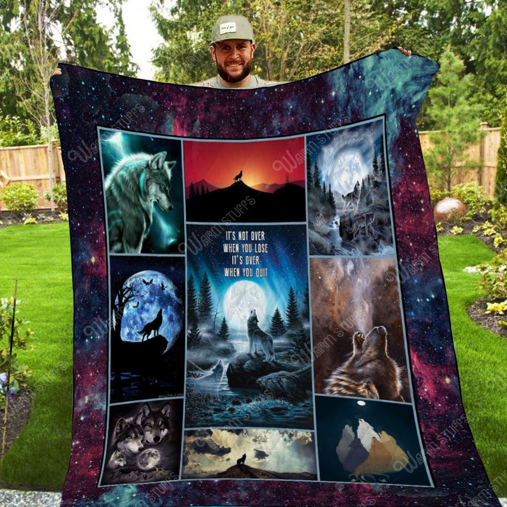 ItS Over When You Quit Wolf Quilt Blanket Ph76 Dhc1312159Dd